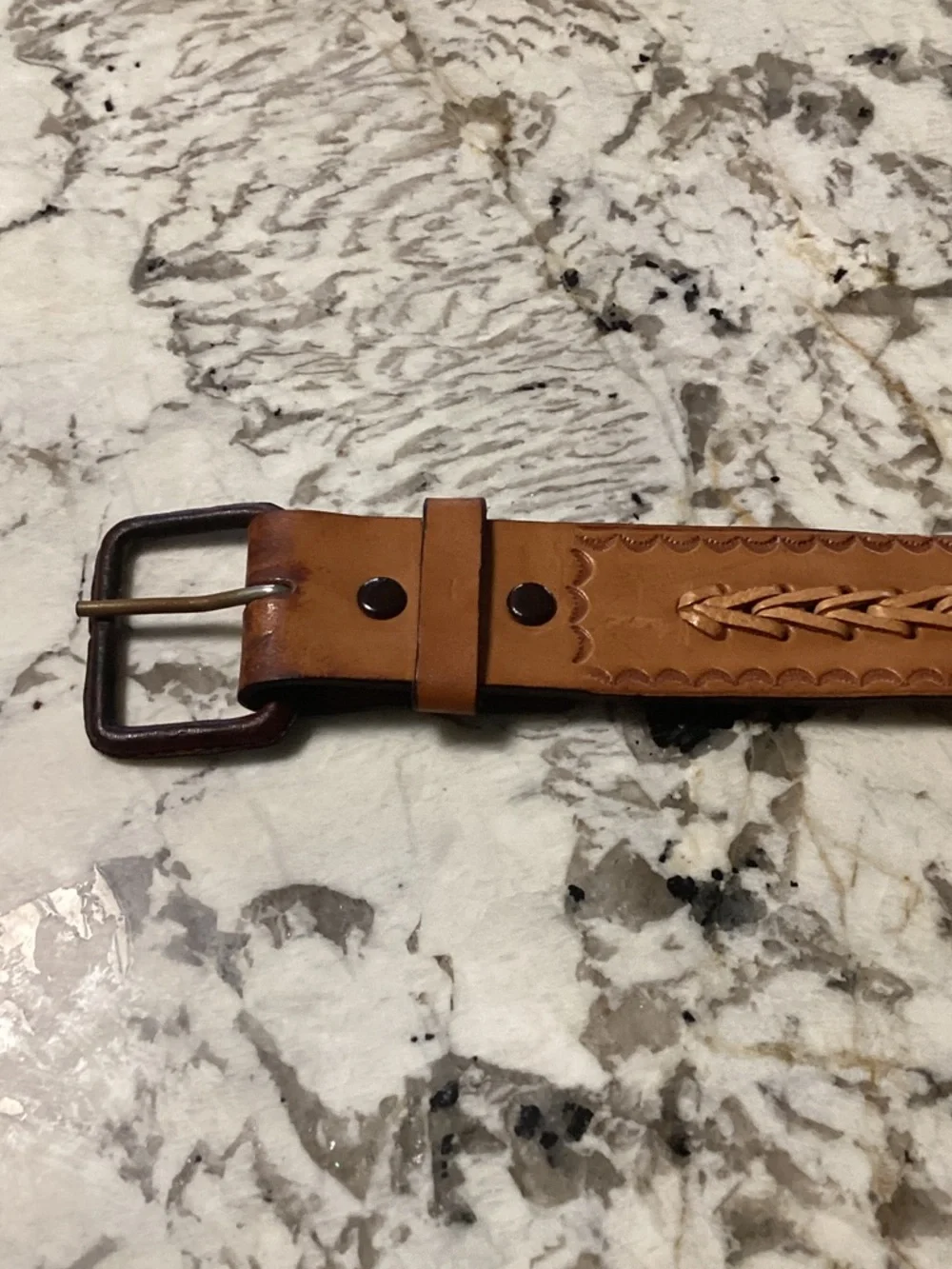Vintage Tooled Leather Braided Belt Boho Western - Size 36